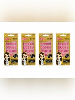 Bratz Pink Star Press-On Nails Bundle of 4 | 24 Stick-On Nails Per Pack